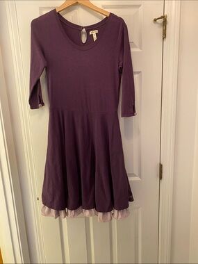 Matilda Jane Plum Purple A-Line Knit Dress with Ruffle Hem